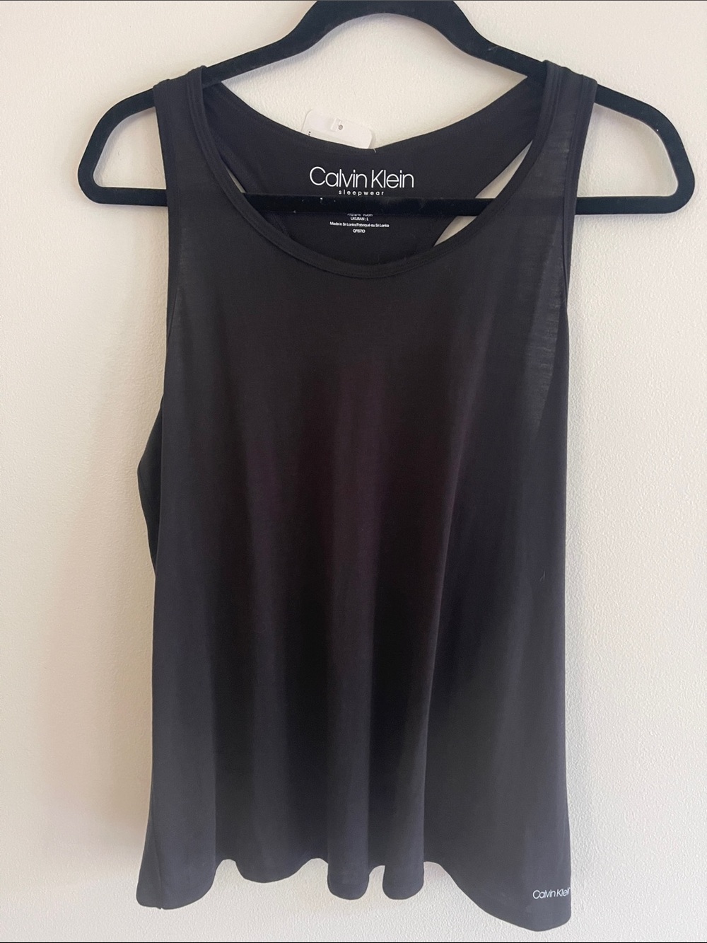 Calvin Klein Sleepwear Top Jet Black Racerback L. NWOT